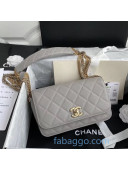 Chanel Quilted Calfskin Flap Bag with Chain Tassel Strap AS2052 Gray 2020