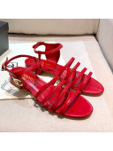Chanel Lambskin Strap Sandals G36958 Red 2021