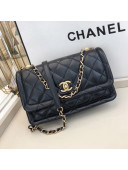 Chanel Quilted Lambskin Large Flap Bag with Metal Button AS2056 Black 2020 TOP