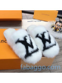 Louis Vuitton LV Mink Fur and Wool Homey Flats Mules White 2020