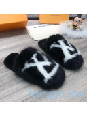 Louis Vuitton LV Mink Fur and Wool Homey Flats Mules Black 2020
