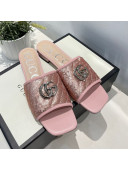 Gucci GG Sequins Slide Sandals Pink 2021