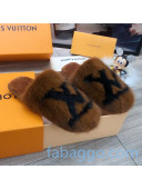Louis Vuitton LV Mink Fur and Wool Homey Flats Mules Brown 2020