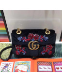 Gucci GG Marmont Embroidered Velvet Mini Bag 446744 Black 2017