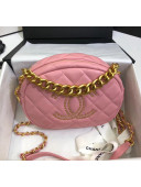 Chanel Lambskin Studs Camera Case Clutch Bag With Chain AS1511 Pink 2020