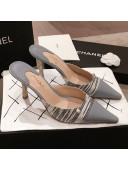 Chanel Pointed Heel Mules Light Gray 2019