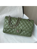 Chanel Quilted Lambskin Classic Medium Flap Bag A01112 Green/Silver 2021