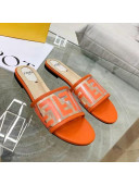 Fendi FF Transparent Flat Slide Sandals Orange 2021