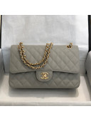Chanel Quilted Grained Calfskin Medium Classic Flap Bag A01112 Grey/Gold 2021