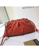 Bottega Veneta The Mini Pouch Crossbody Bag in Woven Lambskin Polish Red 2020