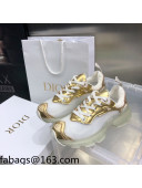 Dior Vibe Sneakers in White Mesh and Gold-Tone Leather 2021 