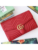 Gucci GG Marmont Chevron Leather Clutch 498079 Red 2019