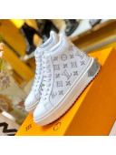 Louis Vuitton Time Out High-top Sneakers in Monogram Embroidered Calfskin White/Silver 2019