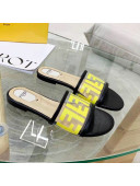Fendi FF Transparent Flat Slide Sandals Yellow 2021