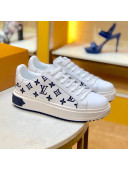 Louis Vuitton Time Out Low-top Sneakers in Monogram Embroidered Calfskin White/Blue 2019