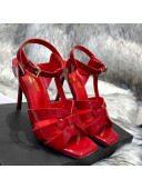 Saint Laurent Patent Calfskin High- Heel Sandals 10cm Red 2021 01 