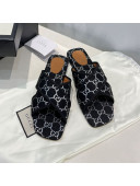 Gucci Silver Lamé Canvas Cross Slide Sandals Black 2021
