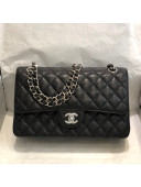 Chanel Quilted Big Grained Calfskin Medium Classic Flap Bag A01112 Black/Silver 020 2021 