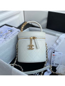 Chanel Quilted Calfskin Small Vanity Case with Pearl CHANEL Charm AS2061 White 2020 TOP