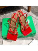 Bottega Veneta Stretch Lambskin Strap Sandals 9cm Red 2021