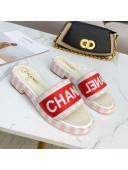 Chanel Canvas Striped Slide Sandals G34826 Red 2021
