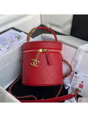 Chanel Quilted Calfskin Small Vanity Case with Pearl CHANEL Charm AS2061 Red 2020 TOP