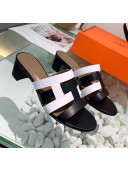 Hermes Calfskin Amica Sandal With 5cm Heel Black/White 2020