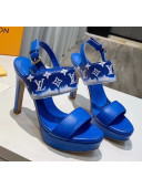 Louis Vuitton LV Escale Calfskin Platform Sandal With 10.5cm Heel Blue 2020