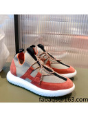 Hermes Duel Knit and Suede Sneakers Beige/Orange 2021