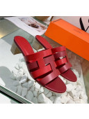 Hermes Calfskin Amica Sandal With 5cm Heel Burgundy/Red 2020
