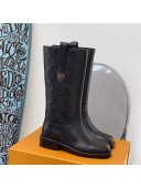 Louis Vuitton Downtown Monogram Embossed Calfskin Half Boots Black 2021