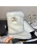 Chanel Suede&Rabbit Fur &Wool Lining Short Boots Gray/White 2021 111184