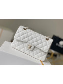 Chanel Haas Grained Calfskin Small Classic Flap Bag A01113 White/Light Gold 2021(Original Quality)