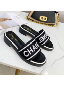 Chanel Canvas Slide Sandals G34826 White/Black 2021