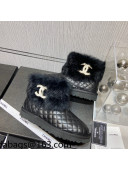 Chanel Lambskin&Rabbit Fur &Wool Lining Ankle Boots Black 2021 111187