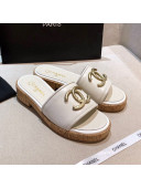 Chanel Metal CC Leather Slide Sandals G34826 White 2021