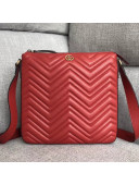 Gucci GG Marmont Matelassé Chevron Leather Messenger Bag 523369 Red 2018