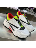Dior B22 Sneaker in Calfskin And Technical Mesh Fluorescent  Green/White/Red 2020