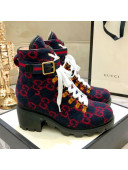 Gucci GG Wool Ankle Short Boot 578585 Blue/Red/White 2019