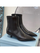 Prada Pointy Calfskin Short Boots Black 2021