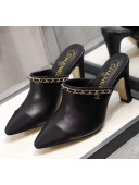 Chanel Lambskin Chain Mules With 8.5cm Heel Black 2020