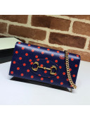 Gucci Horsebit 1955 Polka Dot Leather Wallet with Chain WOC ‎621892 Blue 2020