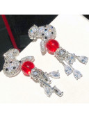 Cartier Leopard Crystal Earrings Silver/Red 2021 082567