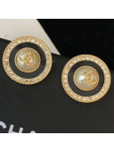 Chanel Round Studs Earrings 10 Black/Gold 2019