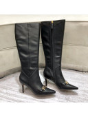 Gucci Zumi G Horsebit Leather Mid-Heel Knee High Boot 575875 Black 2019