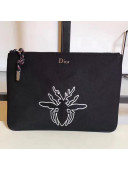 Dior Flat Pouch in Black Nylon and Bee Embroidery 2018