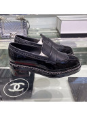 Chanel Calfskin and Patent Leather Chain Lace-Ups Loafers G35317 Black 2019