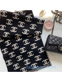 Chanel CC Allover Wool Cashmere Scarf 35x180cm Black 2020