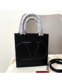 Valentino Small VLogo Walk Calfskin Vertical Tote Bag 1053 Black 2020