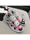 Chanel Multicolor Print Fabric & Calfskin Sneaker Pink 2020